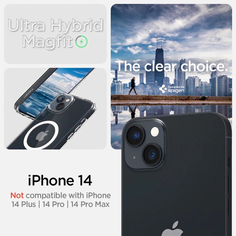 Spigen Ultra Hybrid Magsafe iPhone 14 Hoesje Wit / transparant 09