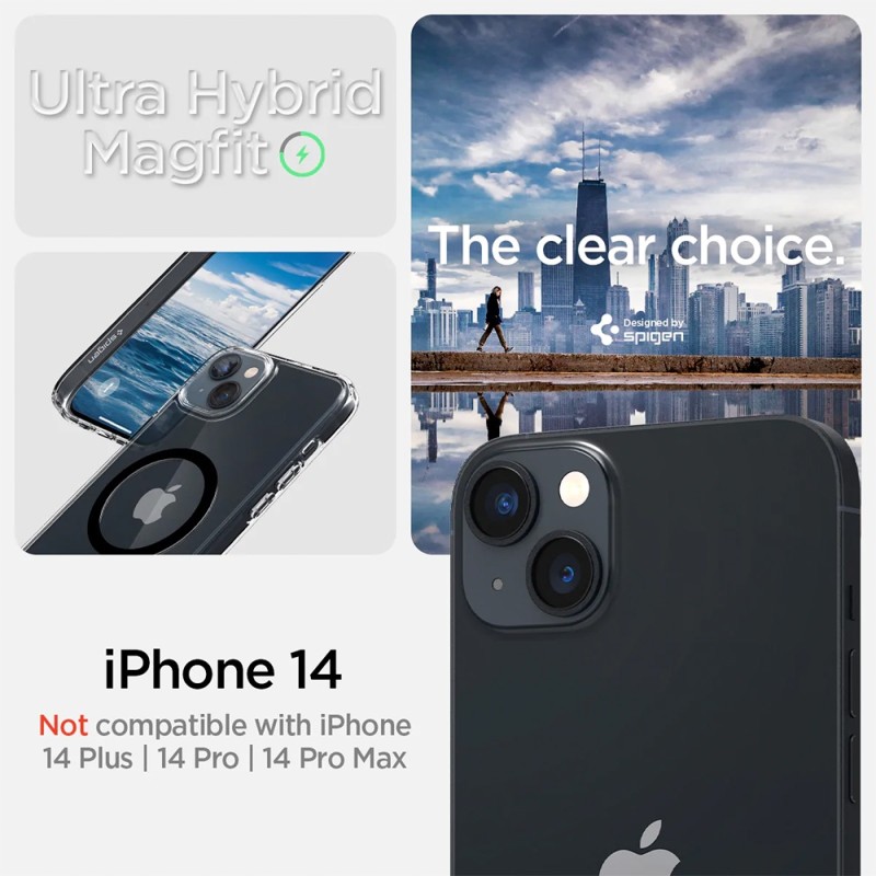 Spigen Ultra Hybrid Magsafe iPhone 14 Hoesje Zwart / transparant 011