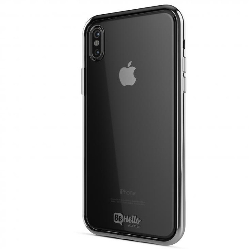 BeHello Gel Case Chrome Edge iPhone X/Xs Zilver Transparant 01