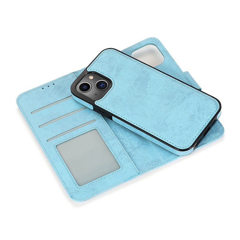 Mobiq Magnetische 2-in-1 Wallet Case iPhone 13 Mini Lichtblauw 01