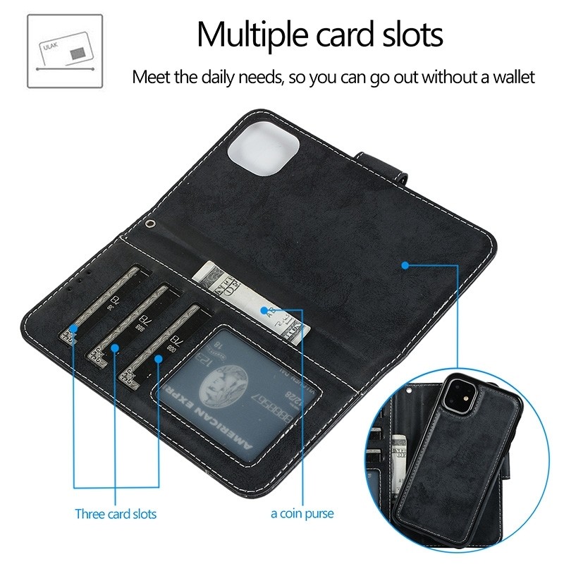 Mobiq Magnetische 2-in-1 Wallet Case iPhone 13 Mini Zwart 06