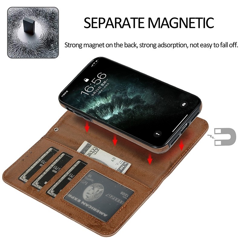 xMobiq - Magnetische 2-in-1 Wallet Case iPhone 14 bruin 07