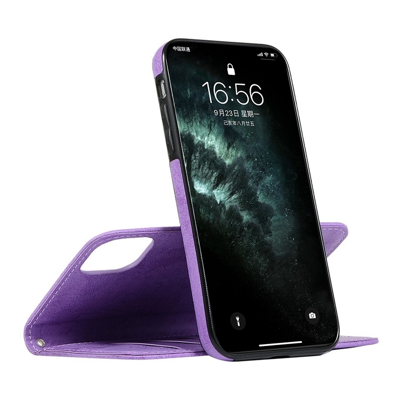 Mobiq - Magnetische 2-in-1 Wallet Case iPhone 14 Pro Max paars 01