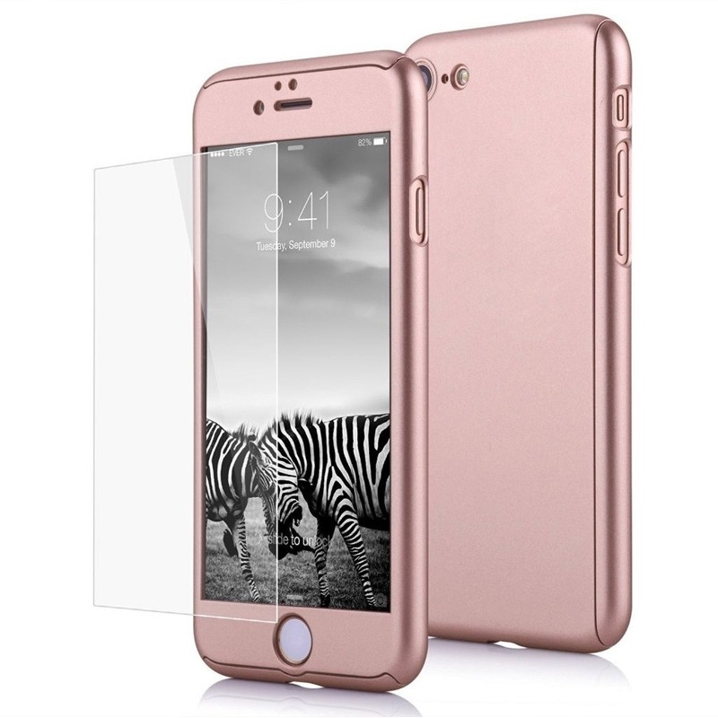 Defecte Veeg Rustiek Mobiq 360 Graden Hoes iPhone 8 Plus/7 Plus Roze | iPhone-Cases.nl