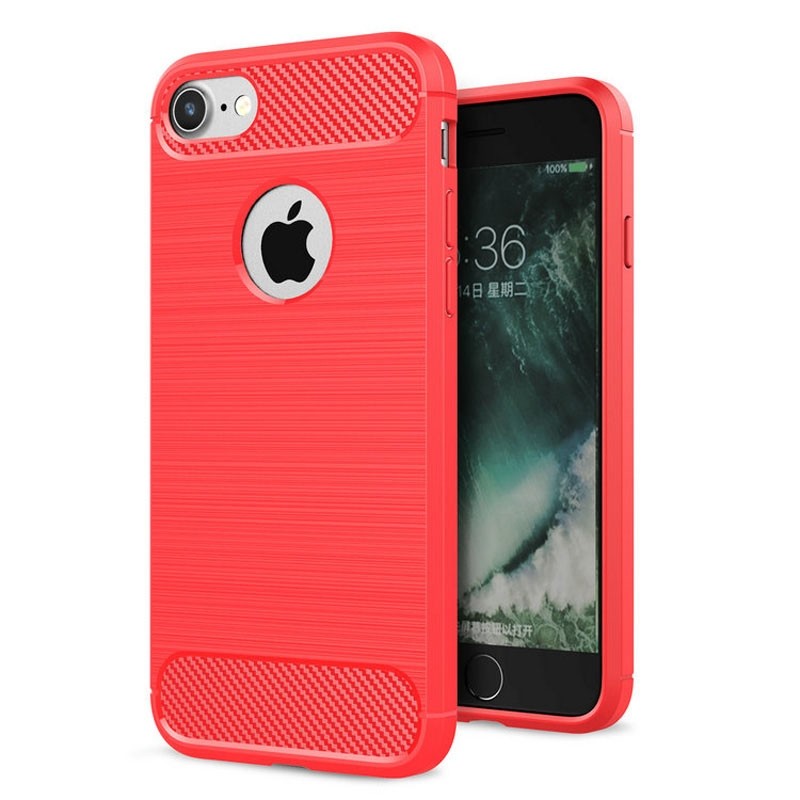 Mobiq Hybrid Carbon iPhone SE (2022 / 2020)/8/7 Rood | iPhone -Cases.nl