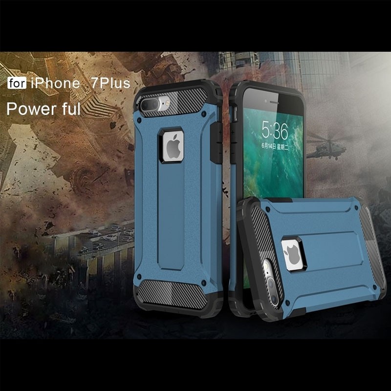 Mobiq - Rugged Armor Phone 8 Plus/7 Plus Hoesje Blauw - 3