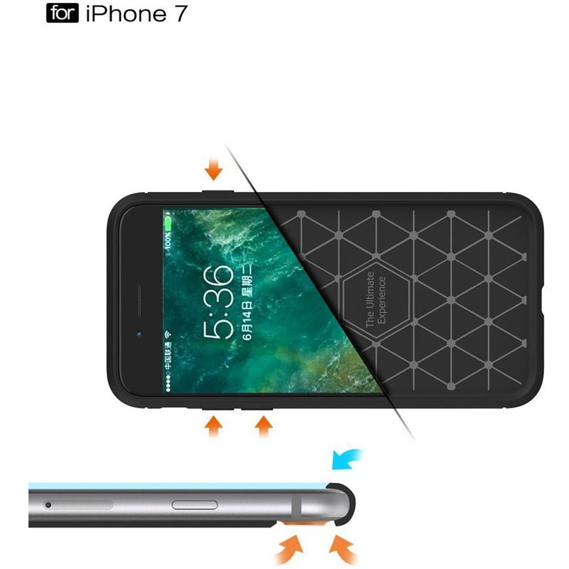 Mobiq - Hybrid Carbon iPhone 8 Plus / 7 Plus Hoesje Grijs - 8