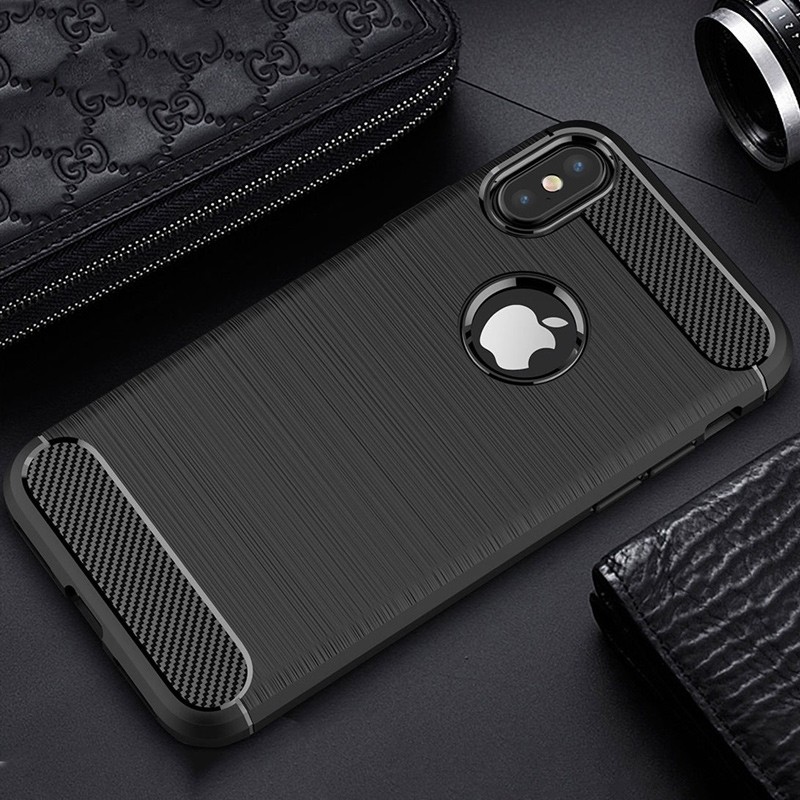 Mobiq - Hybrid Carbon TPU iPhone X/Xs Hoesje zwart 09