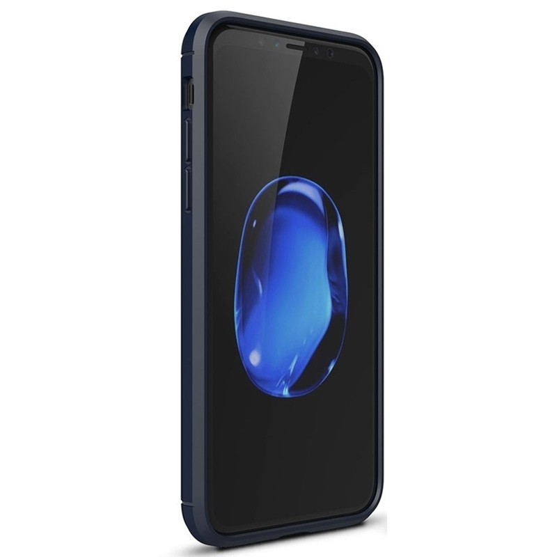 Mobiq - Hybrid Carbon TPU iPhone X/Xs Hoesje blauw 02