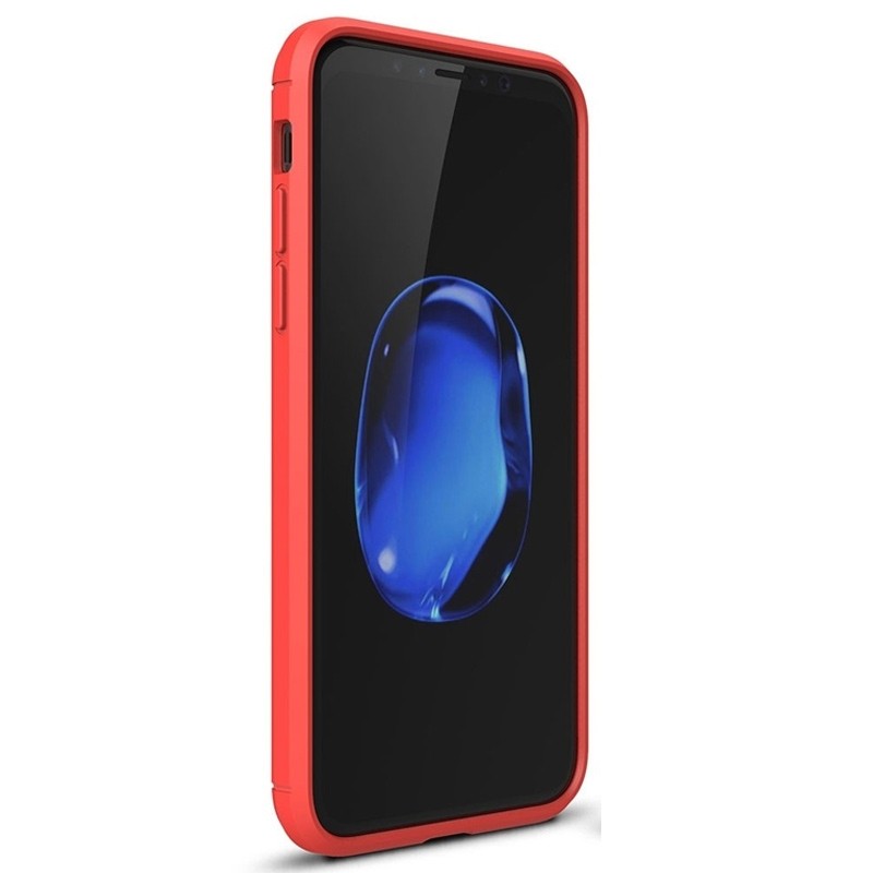 Mobiq - Hybrid Carbon TPU iPhone X/Xs Hoesje rood 02