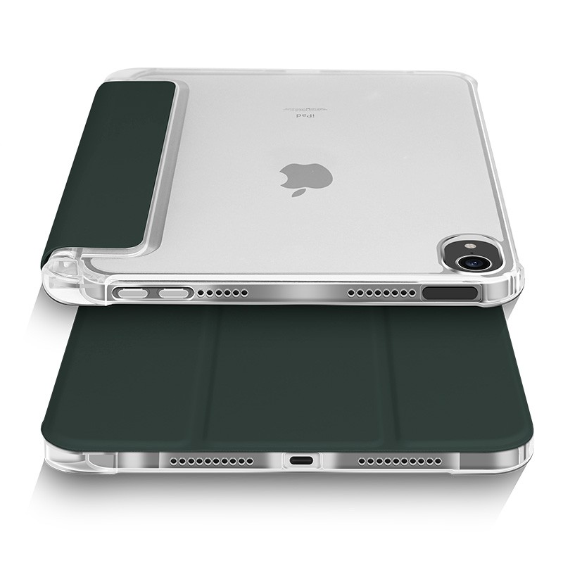 Mobiq Clear Back Folio iPad Mini 6 Donkergroen/transparant - 1