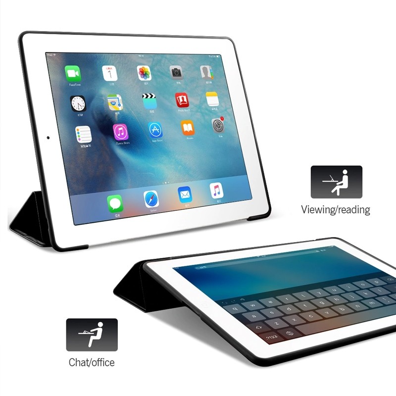 Mobiq Flexibele Tri-folio hoes iPad 9.7 2018/2017, iPad Air 2, iPad Air 1 Lichtblauw 06