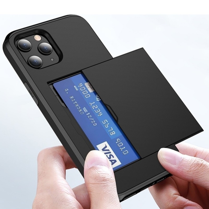 Mobiq - Hybrid Card iPhone 14 max Hoesje met Pashouder goud 04