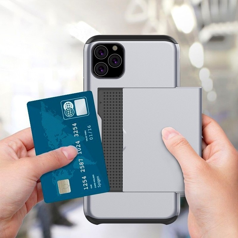 Mobiq - Hybrid Card iPhone 14 Pro Hoesje met Pashouder blauw 08