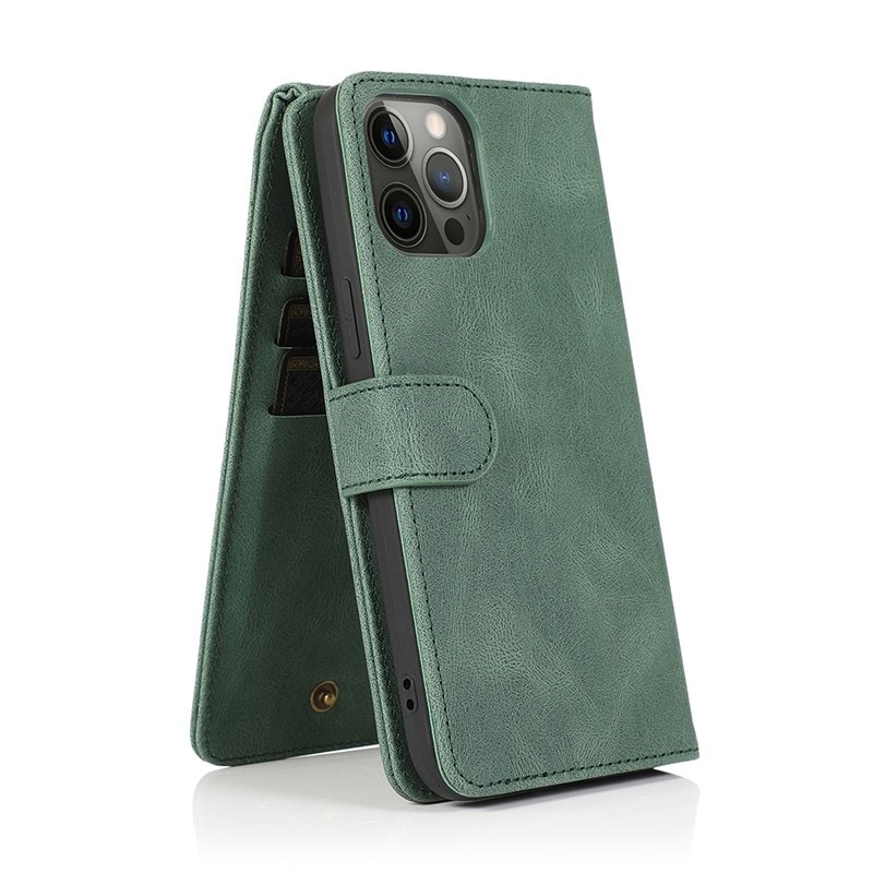 Mobiq Lederen Wallet Hoesje iPhone 14 Pro Groen 03