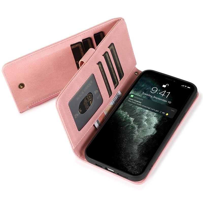 Mobiq Lederen Wallet Hoesje iPhone 14 Pro Roze 02