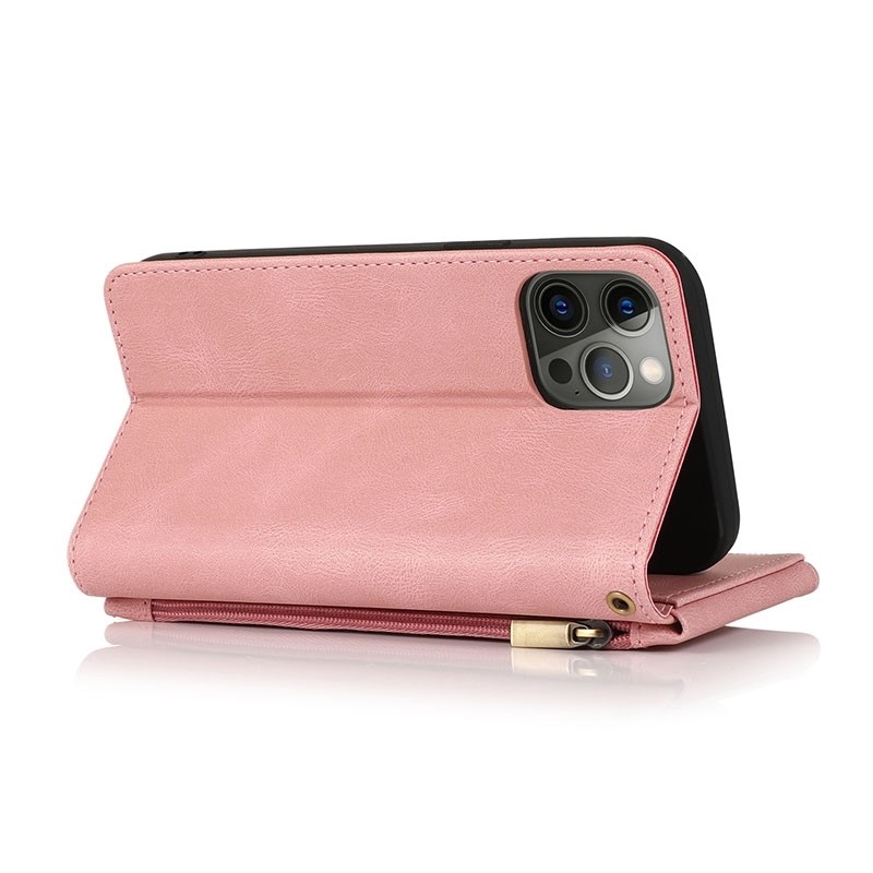 Mobiq Lederen Wallet Hoesje iPhone 14 Pro Roze 05