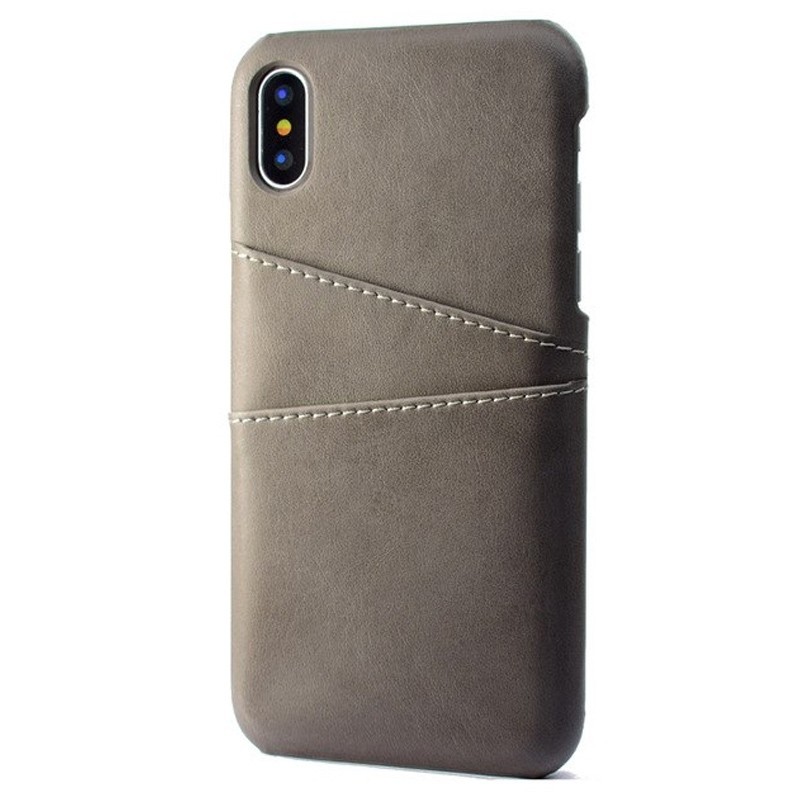Mobiq Leather Snap On Wallet iPhone XR Grijs 01