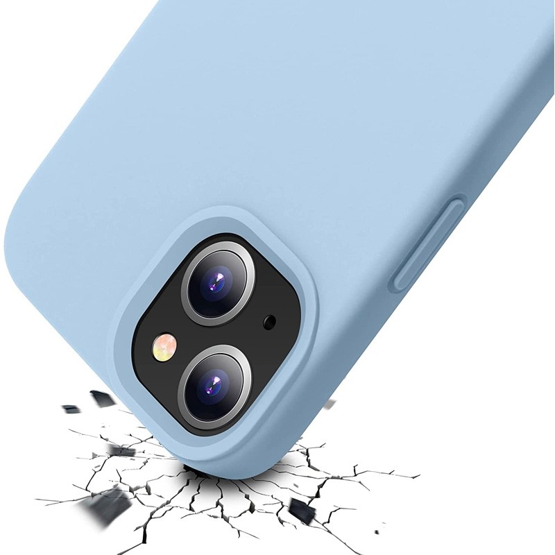 Mobiq Liquid Silicone Hoesje iPhone 13 Lichtblauw - 5