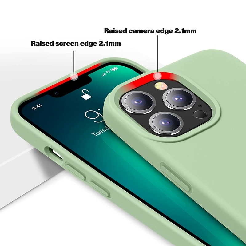Mobiq Liquid Siliconen Hoesje iPhone 14 Pro Mintgroen 06