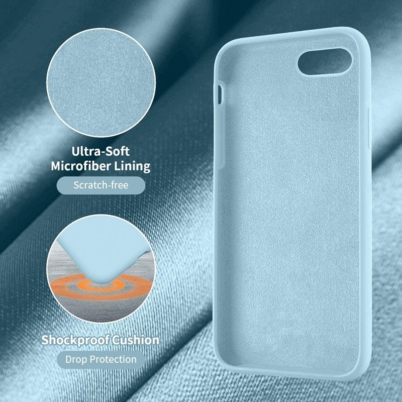 Mobiq Liquid Siliconen Hoesje iPhone SE (2022/2020) Lichtblauw - 3