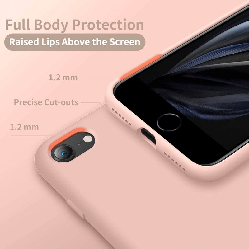 Mobiq Liquid Siliconen Hoesje iPhone SE (2022/2020) Lichtroze - 2