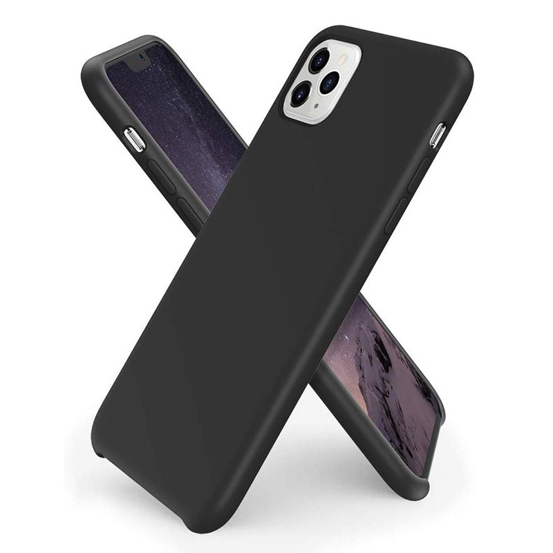 Mobiq - Liquid Siliconen Hoesje iPhone 11 Pro Zwart - 1