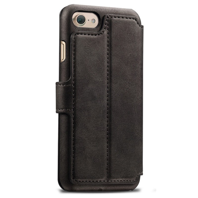 Mobiq Premium Lederen iPhone 8 / iPhone 7 Wallet hoes Zwart 02