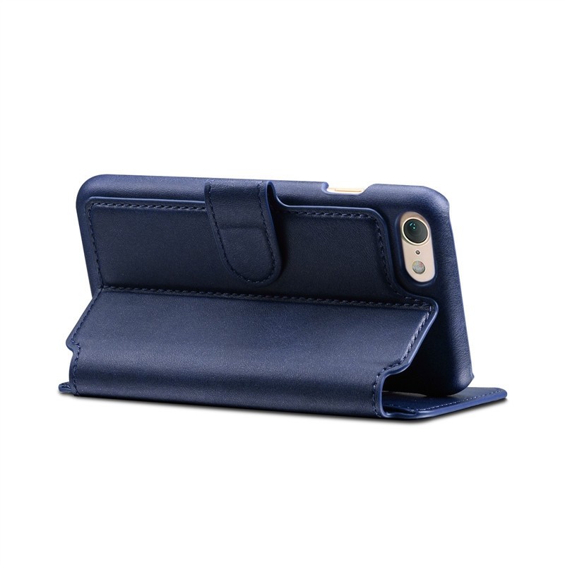 Mobiq Premium Lederen iPhone 8 / iPhone 7 Wallet hoes Blauw 04