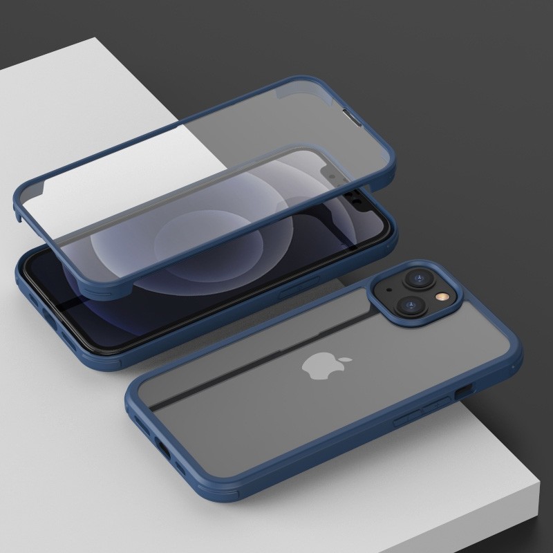 Mobiq Rugged 360 Full Body Hoesje iPhone 13 Mini Blauw - 1