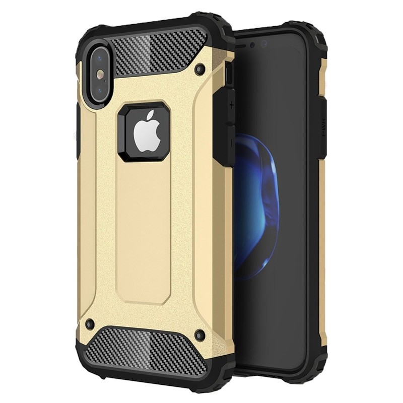Mobiq - Rugged Armor Case iPhone XS Max Hoesje Goud 01