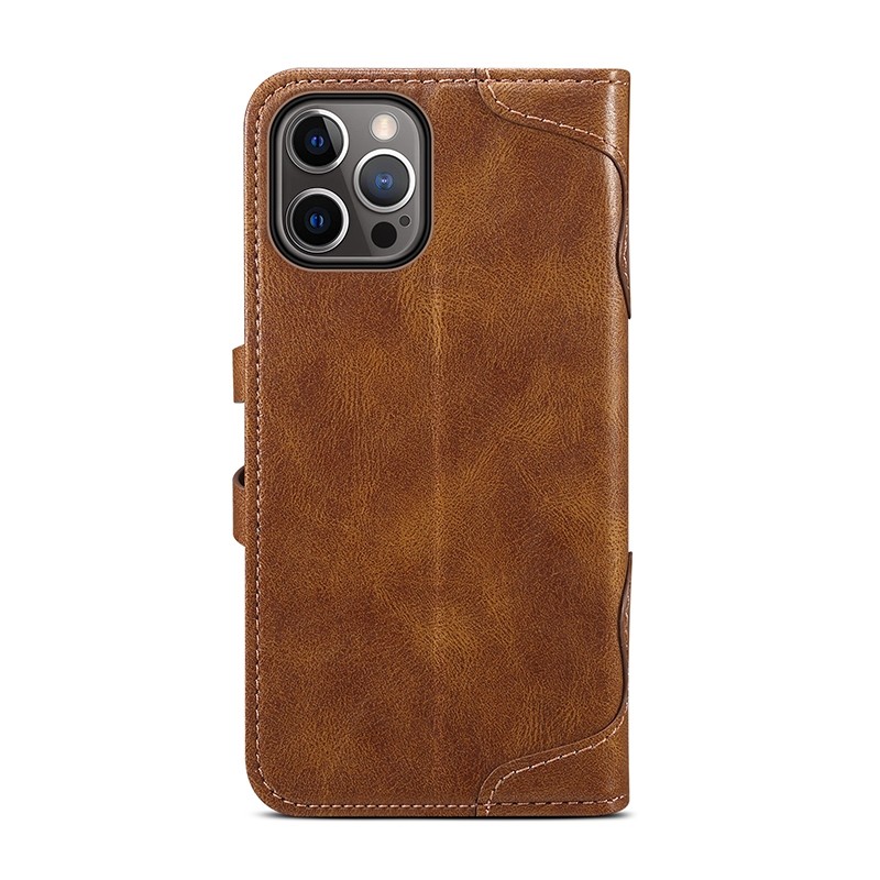 Mobiq Vintage Lederen Wallet iPhone 12 / 12 Pro Bruin - 2
