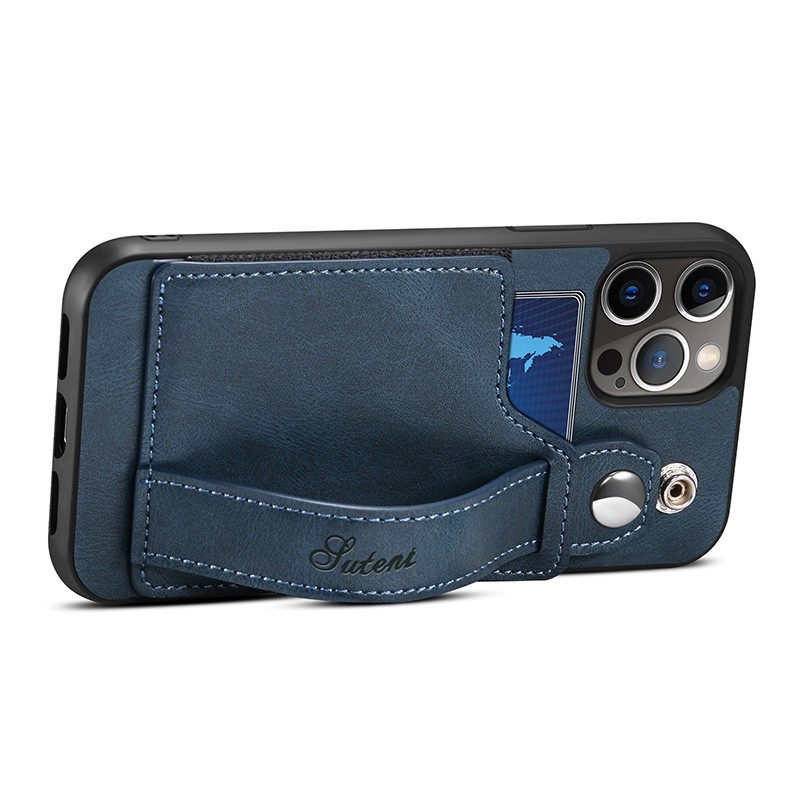 Mobiq VIntage Backckover met Pashouder iPhone 13 Pro Max Blauw - 2
