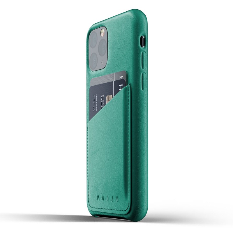 Mujjo Full Leather Wallet iPhone 11 Pro alpine green - 3