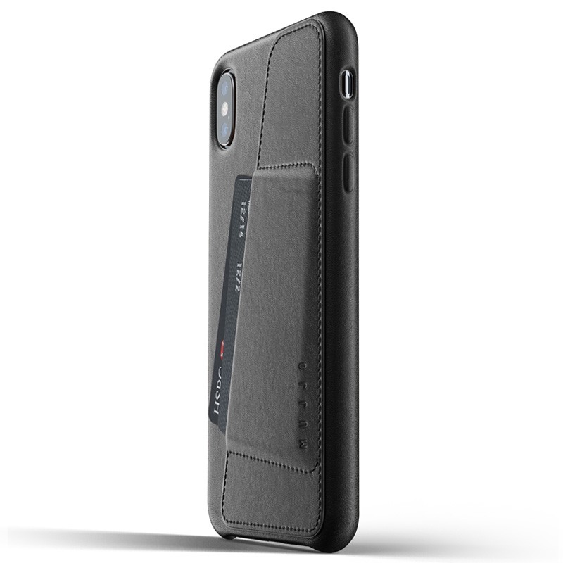 Mujjo Full Leather Wallet Case iPhone XS Max zwart 01
