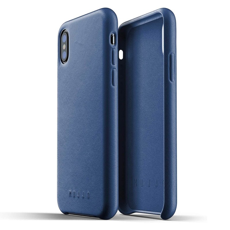 Mujjo - Full Leather Case iPhone X/Xs Blauw - 1