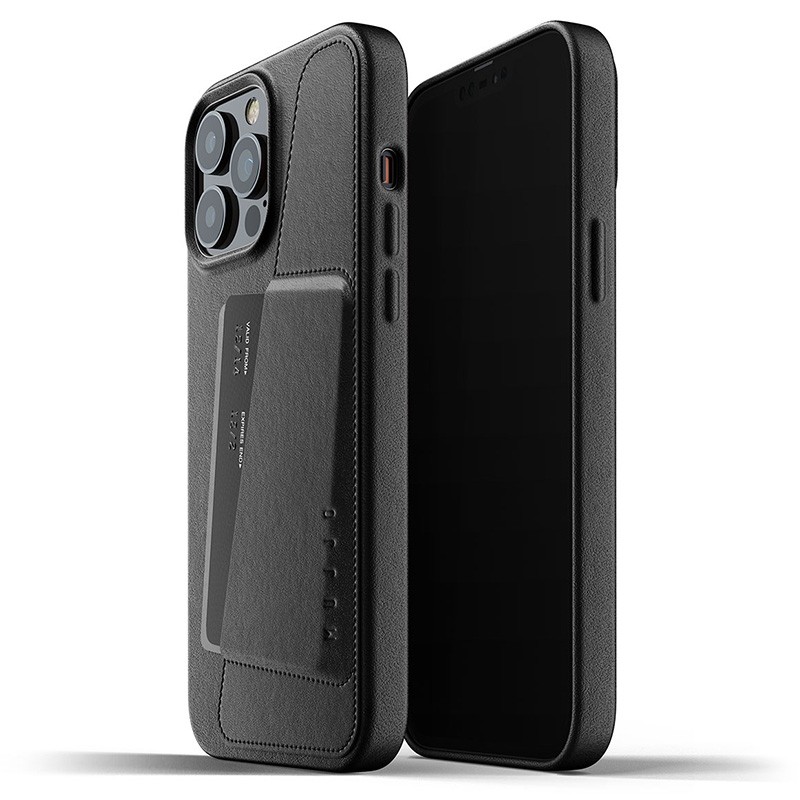 Mujjo Leather Wallet iPhone 13 Pro Max Zwart - 1