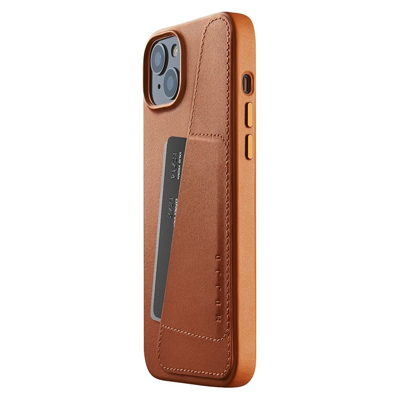Mujjo - Full Leather Wallet iPhone 14 max tan 01