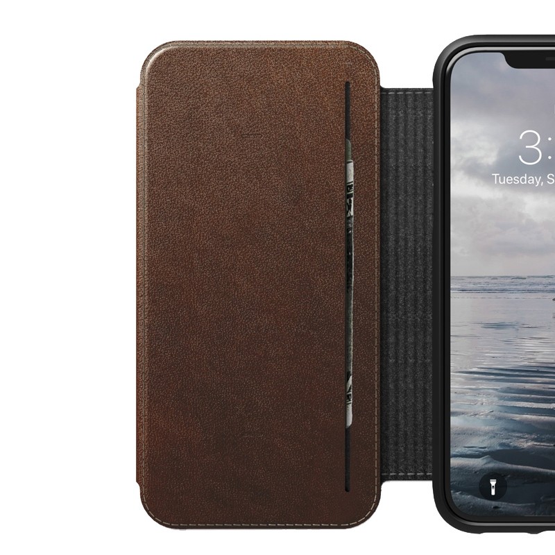 Nomad Rugged Tri-Folio Leather Case iPhone XS Max Bruin 04