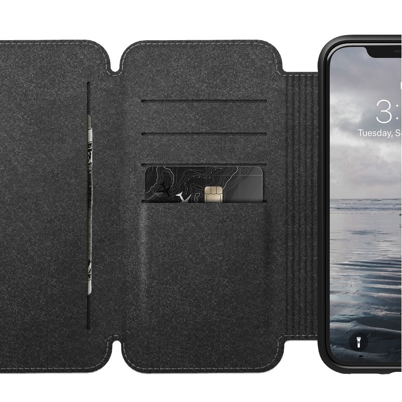Nomad Rugged Tri-Folio Leather Case iPhone XS Max Bruin 05
