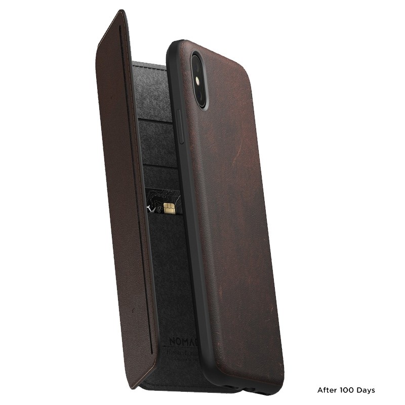 Nomad Rugged Tri-Folio Leather Case iPhone XS Max Bruin 02