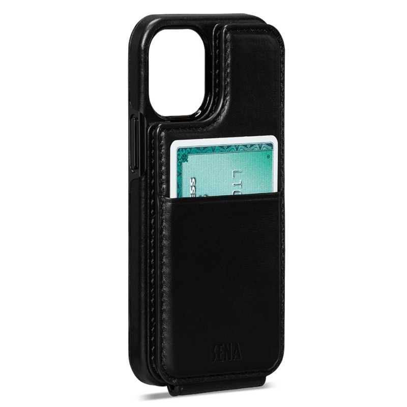 Sena Wallet Skin iPhone 13 / 13 Pro Hoesje met Pashouder Zwart 01
