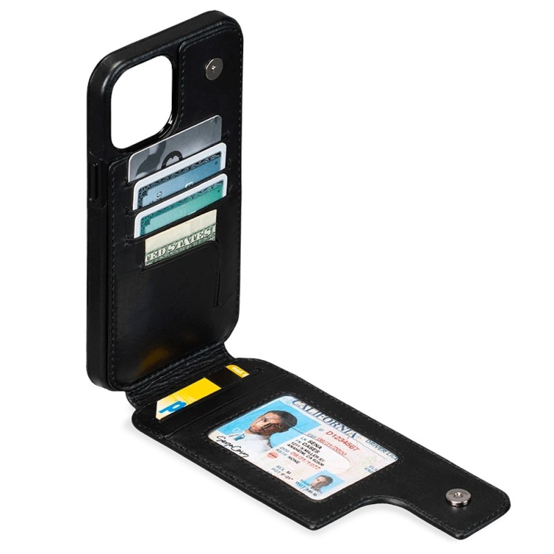 Sena Wallet Skin iPhone 13 / 13 Pro Hoesje met Pashouder Zwart 03