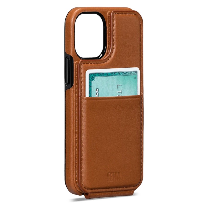 Sena Wallet Skin iPhone 13 Mini Hoesje met Pashouder Bruin 01