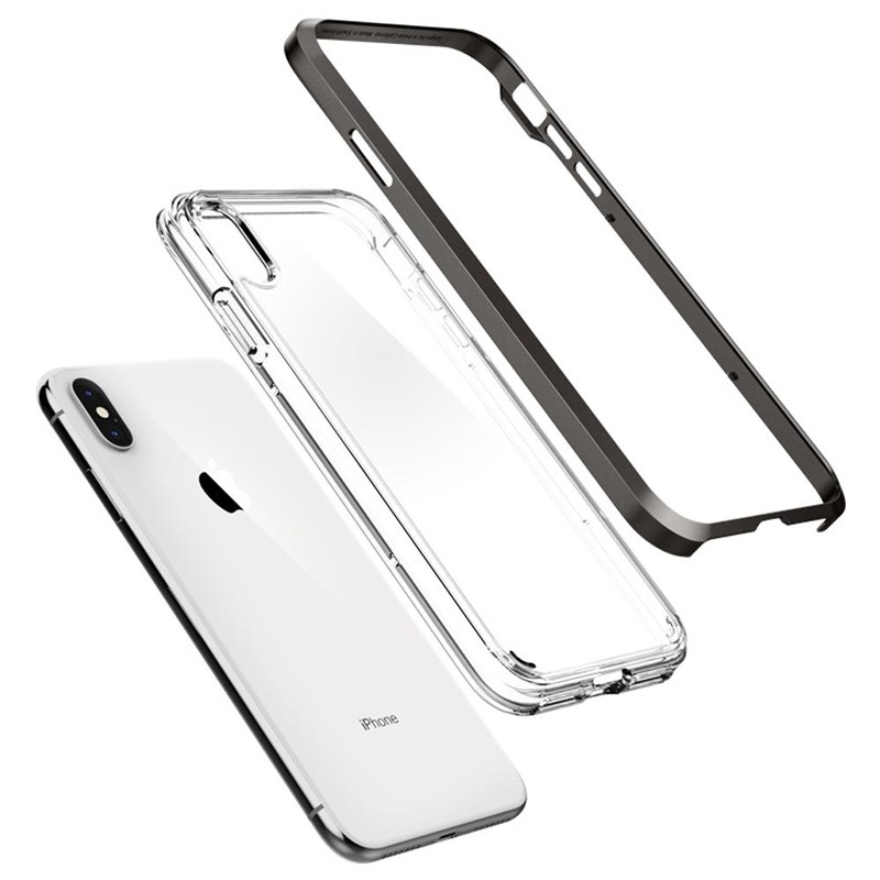 Spigen Neo Hybrid Crystal iPhone XS Max Hoesje Gunmetal Transparant 03