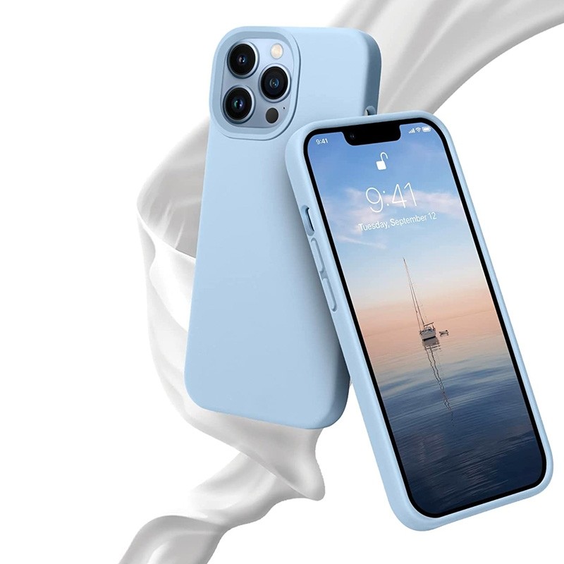 Mobiq Liquid Silicone Case iPhone 13 Pro Max Lichtblauw - 3
