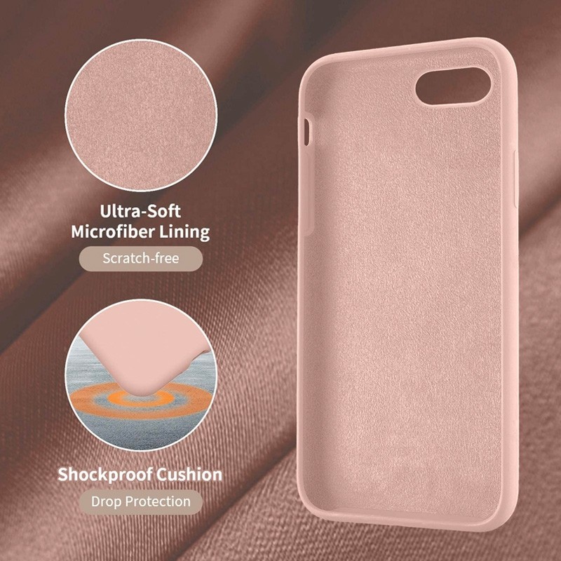 Mobiq Liquid Siliconen Hoesje iPhone SE (2022/2020) Lichtroze - 3