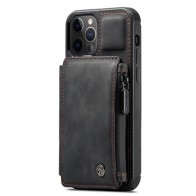 CaseMe Retro Zipper Wallet iPhone 12 - 12 Pro 6.1 inch Zwart 01