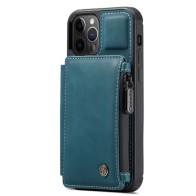 CaseMe Retro Zipper Wallet iPhone 12 - 12 Pro 6.1 inch Blauw 01
