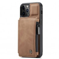 CaseMe Retro Zipper Wallet iPhone 12 - 12 Pro 6.1 inch Bruin 01